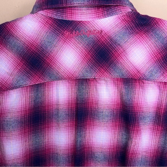 Small Noble Outfitters Womens Purple Pink Fuchsia Cotton Flannel Long Sleeve - Picture 9 of 16